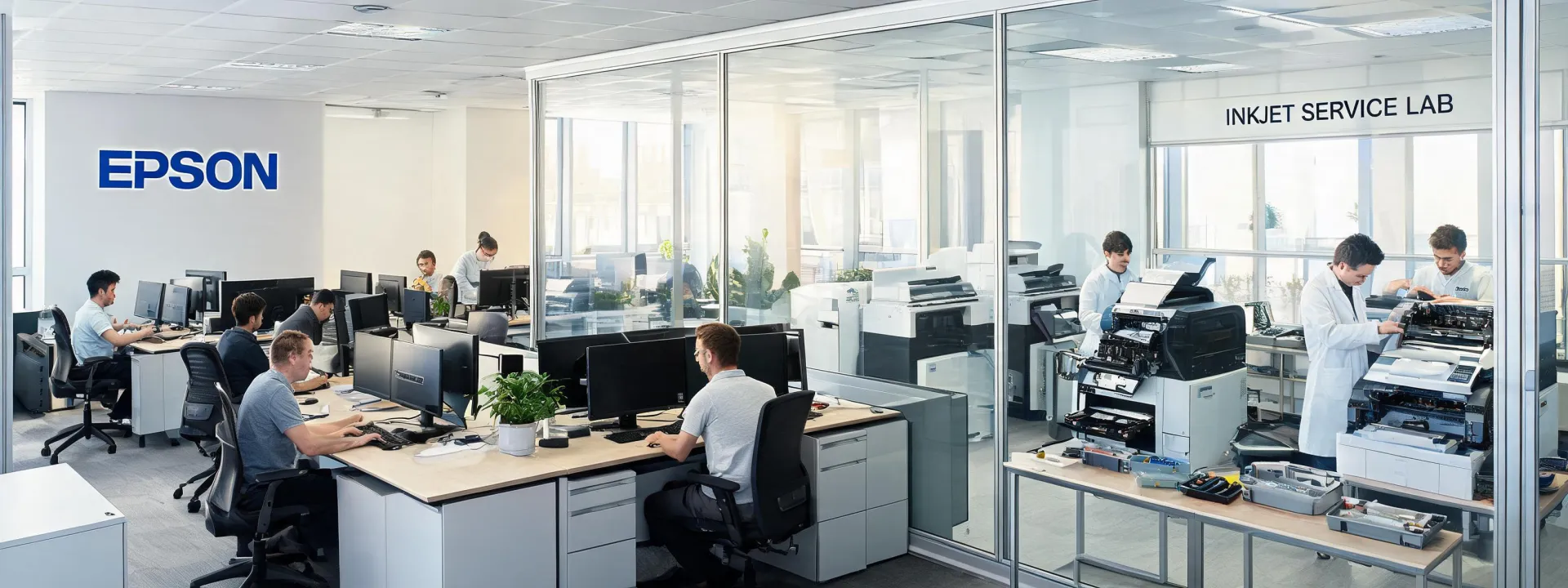 Epson office connected to commercial print support floor