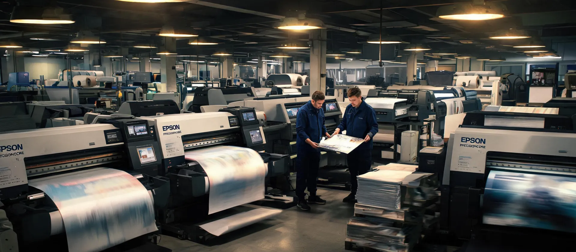 Epson commercial print floor with PrecisionCore inkjet presses
